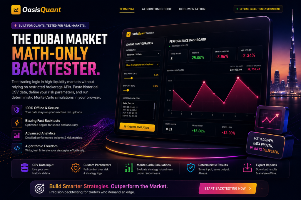 The Dubai Market Algo-Trading Math-Only Backtester