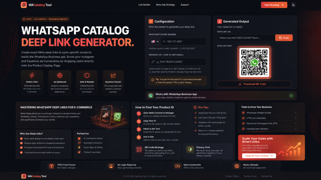 WhatsApp Catalog Deep Link Builder