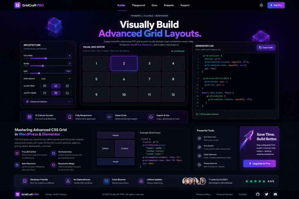 WordPress CSS Grid Layout Generator