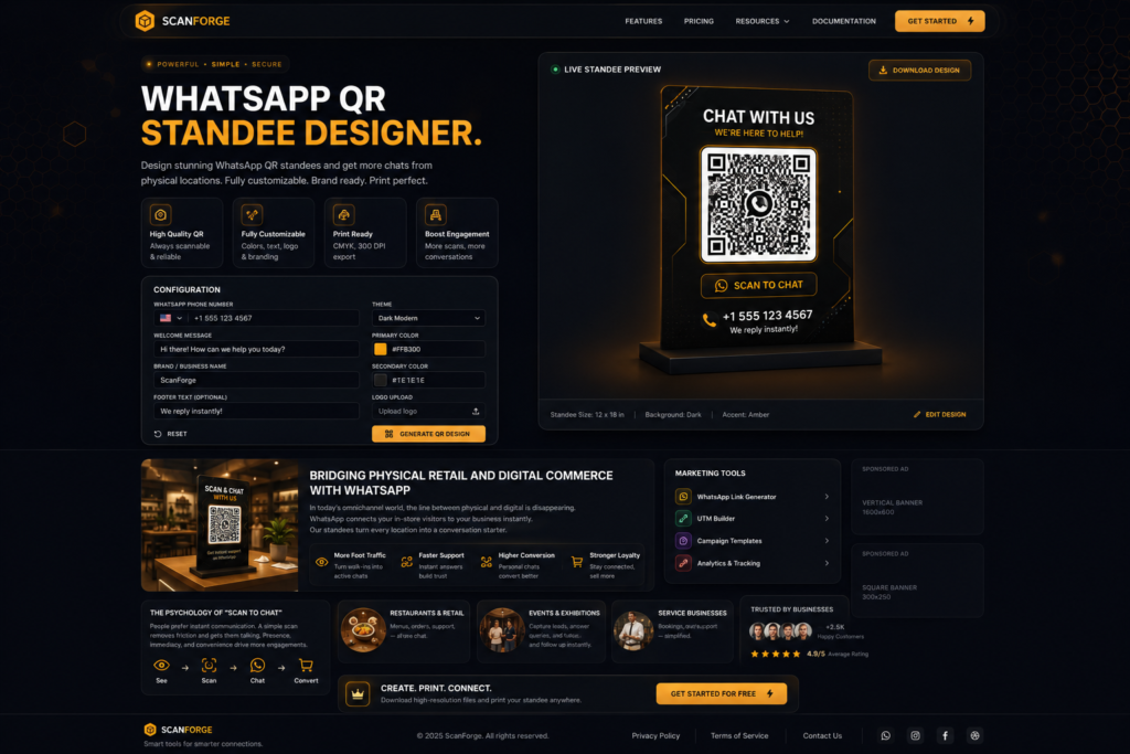 WhatsApp QR Standee Designer