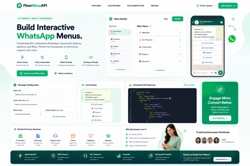 WhatsApp Interactive Menu JSON Builder